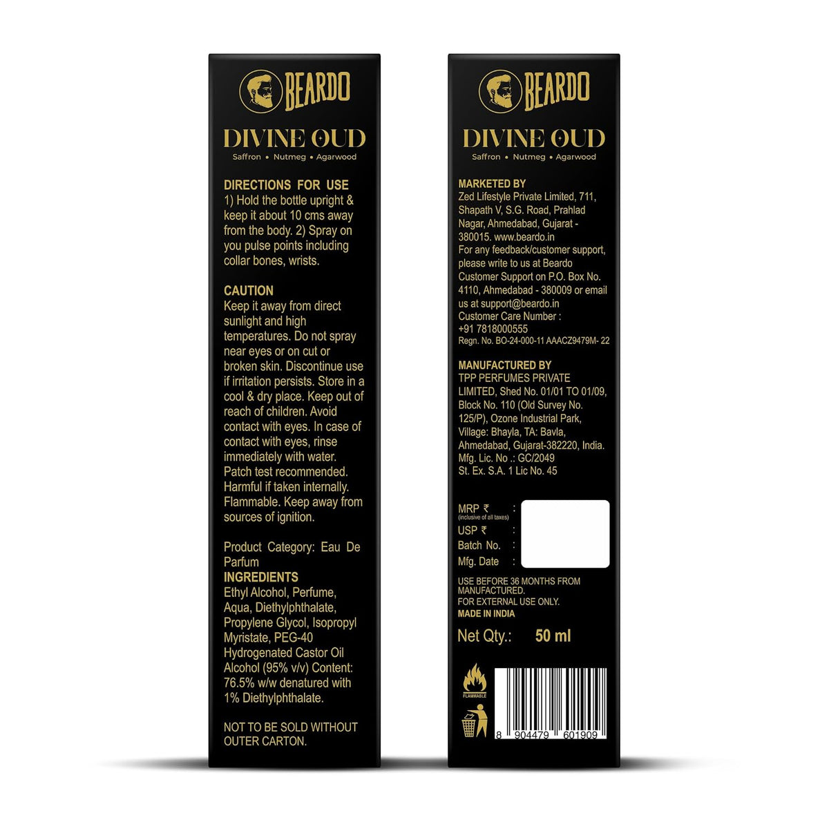Beardo Divine Oud Eau De Parfum for Man, 50ml | Long Lasting Fragrance | Perfume For Man | Woody, Spicy & Oud | Gift For Men | Husband | Boyfriend