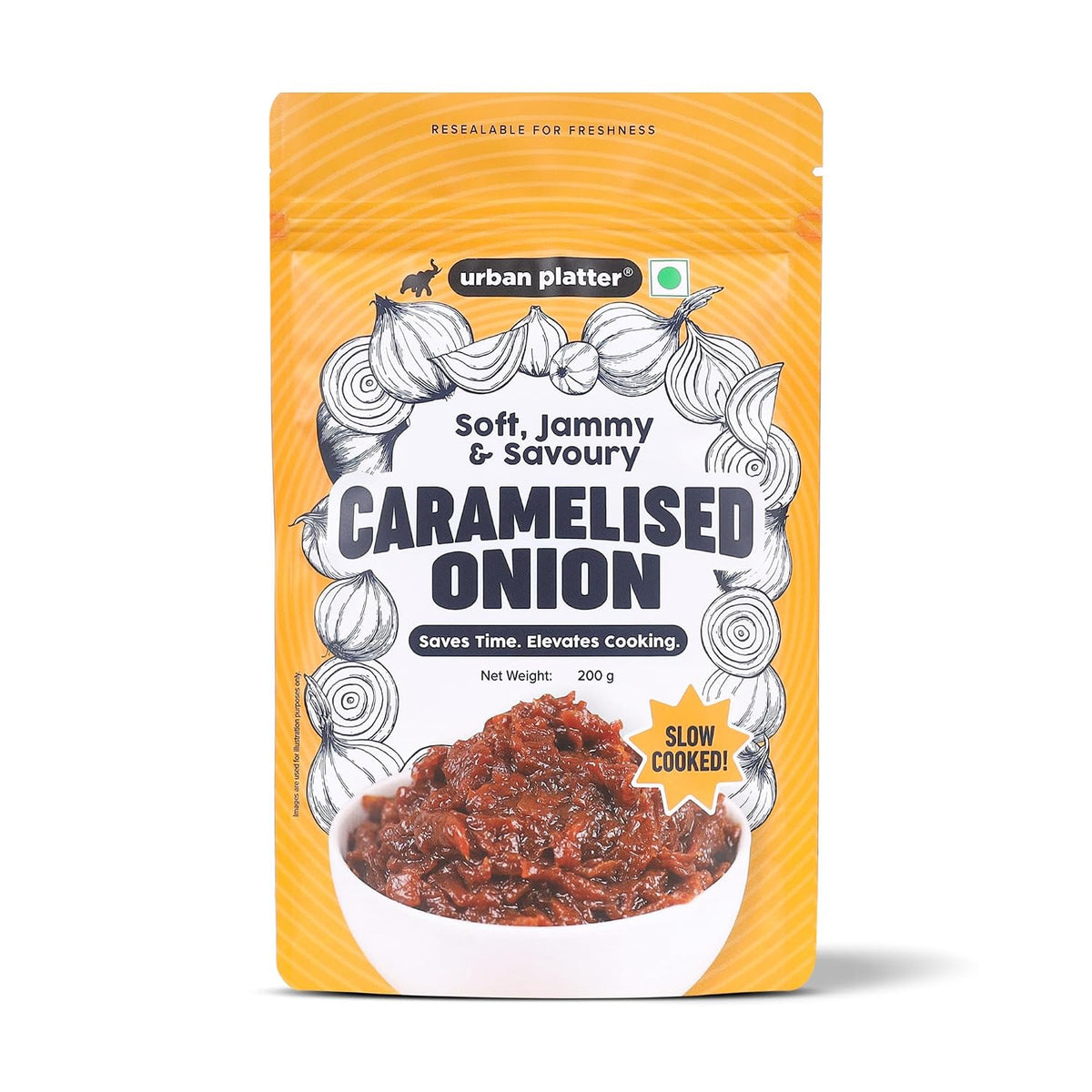 Urban Platter Caramelized Onion, 200g (Sweet-Savoury Onion Base for Pasta, Sandwiches, Gravies & Gourmet Cooking, Soft, Jammy & Slow Cooked.