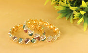 NMII Traditional Alloy Metal With Zircon Diamond Kada Bangles Set For Women & Girls | Designer Women's Kangan Chudi - Set Of 2 Kada