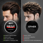 Beardo Hair Clay Wax with Roller Hair Brush for Men | Hair Clay for men | Styling Wax | Volumizing | Strong Hold | Restylable |Matte Finish | Easy to Wash Off | Set of 2