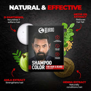 BEARDO Beard & Hair Shampoo Color | Natural Black | 100% Grey Coverage | 5 Minute Hair Colour | Ammonia Free | With Natural Actives | No Stain Beard Colour | 20ml X 5