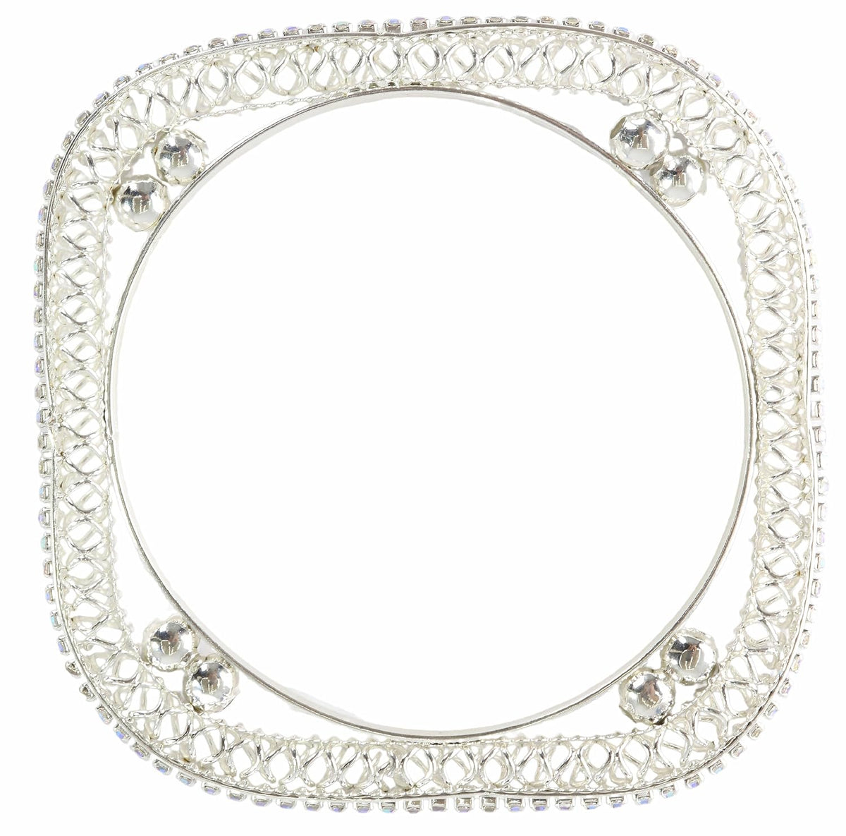 NMII Trendy Square Shaped Alloy Metal Bangles Set For Women & Girls with Zircon Diamond Stone | Latest Girl's Bangles Bracelet | Kangan For Women Wedding, Party, Special Occasion, Daily- Set of 4