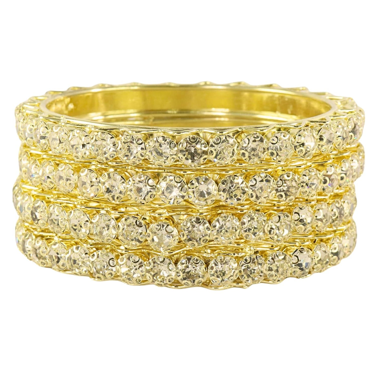 NMII Premium Alloy Metal Kada Set with Shiny Diamond Stone For Women & Girls | Fancy Latest Women's Kangan Stylish | Beautiful Girl's Bangles For Wedding, Party, Daily, Gift - Set Of 4