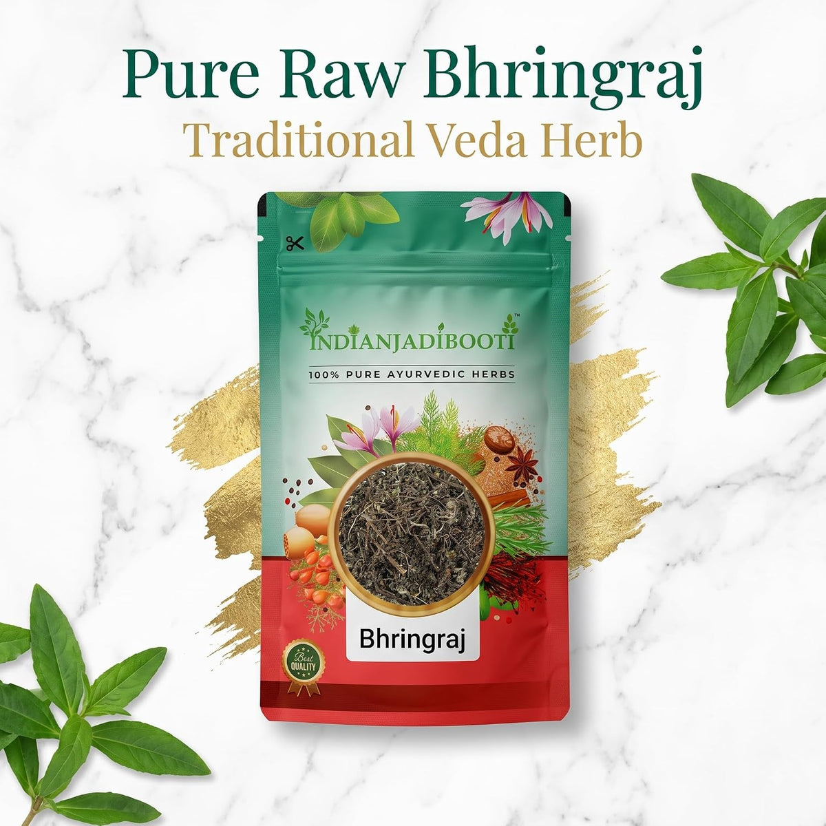 IndianJadiBooti Pure Bhringraj Dry (Whole Herb) | Raw Eclipta Alba for DIY Hair Oil Infusions, Scalp Nourishment & Hepatic Vitality