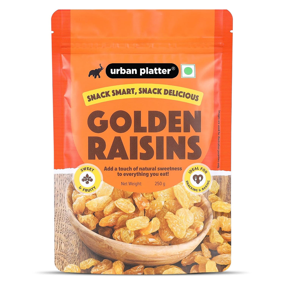 Urban Platter Indian Golden Raisins, 250g (Sweet & Chewy | Sun-Dried & Naturally Golden | Perfect for Desserts & Festive Cooking)