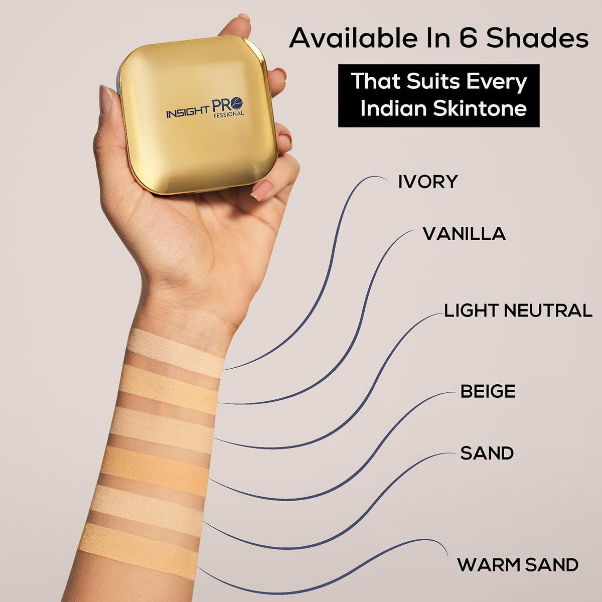 INSIGHT All Day Matte Compact Foundation - (Warm Sand) | Buildable Coverage, Flawless Finish | Lightweight, Long-Lasting Pressed Powder | Oil Control Face Makeup - 11g