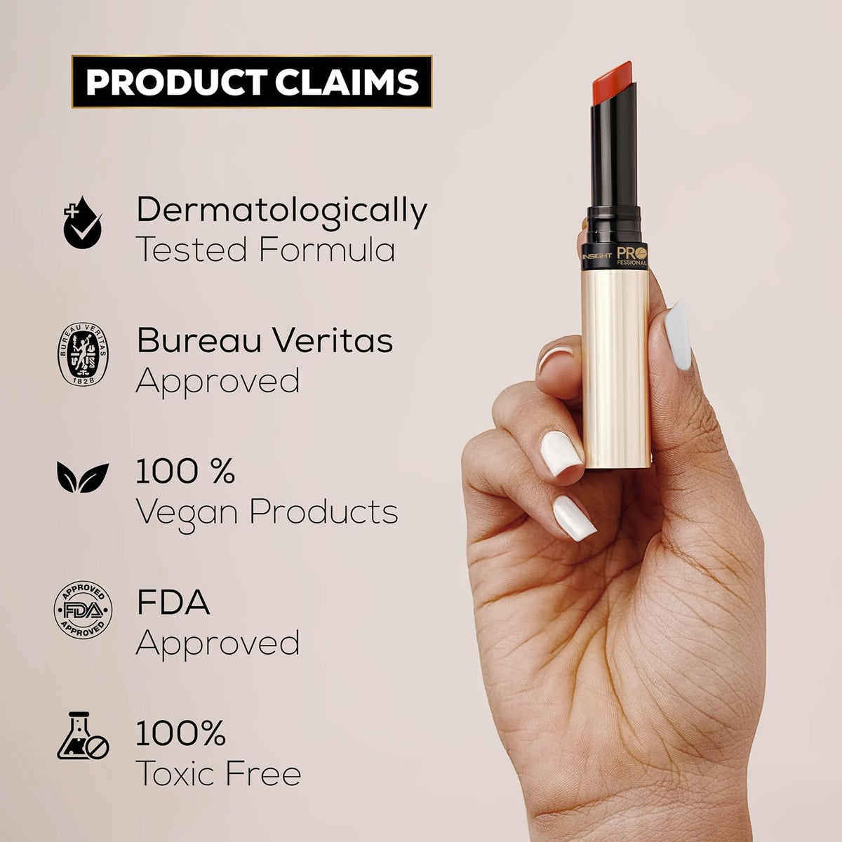 INSIGHT Professional Hydra Luxe Lipstick - Capetown | Satin Finish|Long lasting| Smooth| Hyaluronic Acid| Enriched with Rosehip Oil|Creamy Lipstick|Infused with Hyaluronic Acid - 2.5g