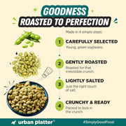 Urban Platter Roasted Salted Edamame, 150g (46% Protein, 14% Fiber, Lightly Salted Young Green Soybeans, Highest Plant Protein Supersnack)