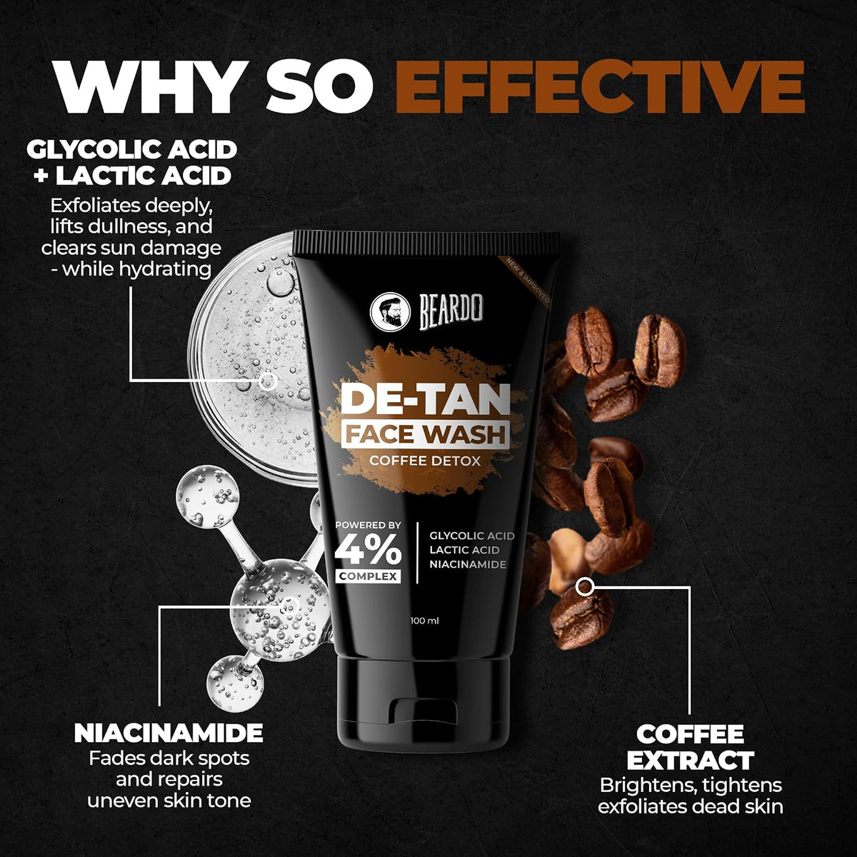 Beardo Face De-Tan Express Kit for Men | Face Wash, Face Scrub & Clay Mask | Helps Remove Tan, Dirt & Dead Skin | 3-Step Express De-Tan Routine
