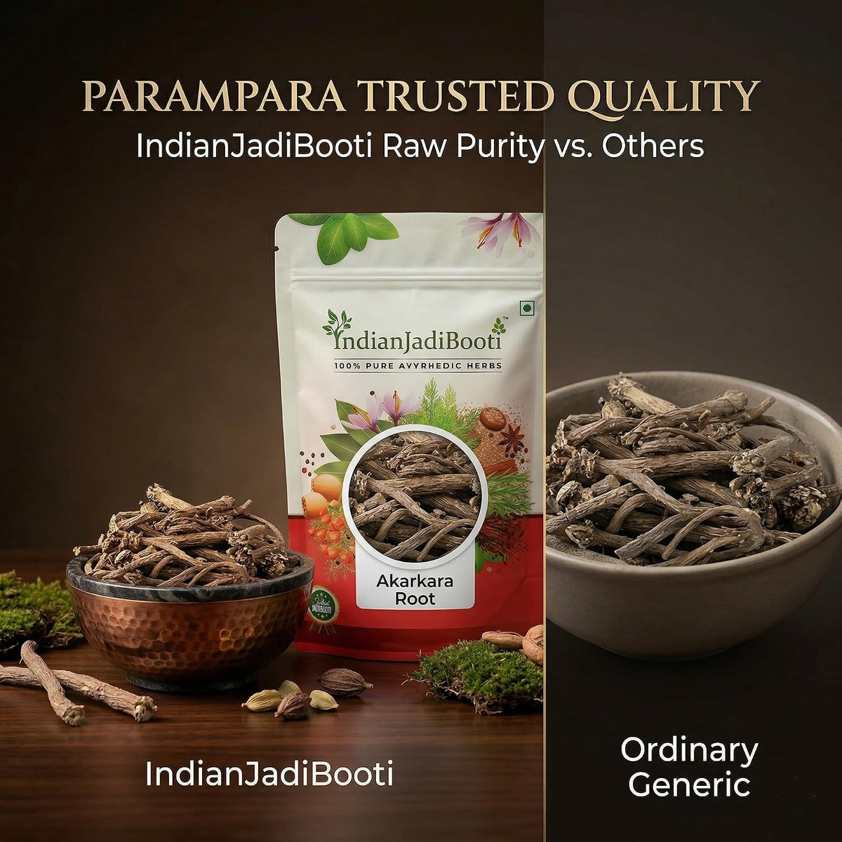 IndianJadiBooti Akarkara Roots - Anacyclus pyrethrum - Pellitory Roots, 400 Grams