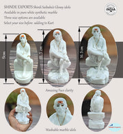 SHINDE EXPORTS shirdi saibaba Marble Idol Statue murti Home Murty for car Dashboard for Pooja Room (16.5cm)