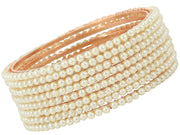 NMII Alloy Metal with Pearls Studded Traditional Bangles Set For Women and Girls