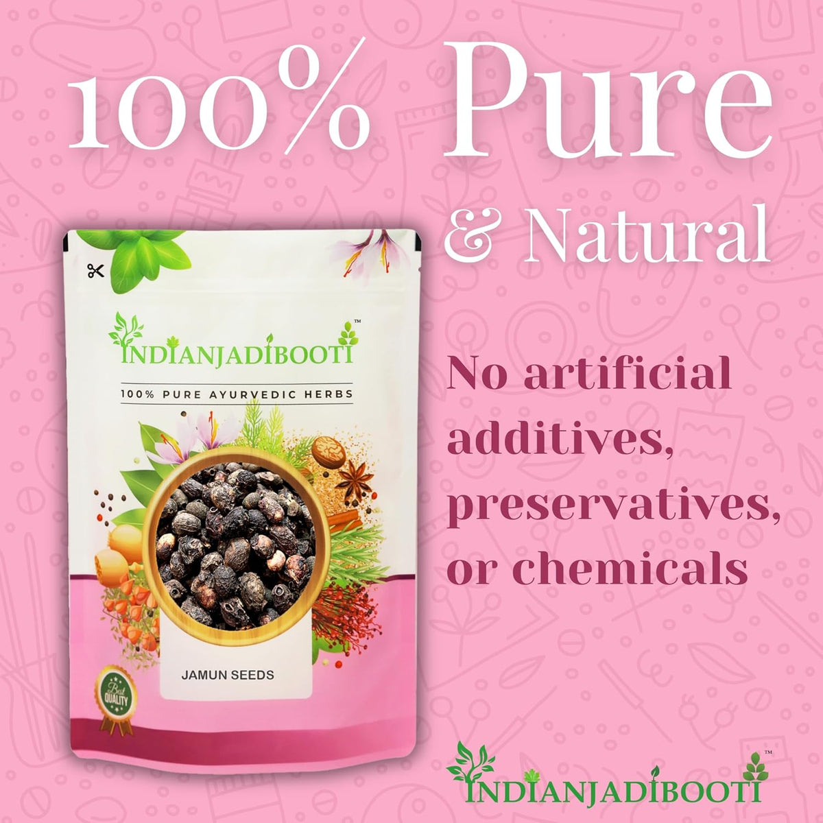 IndianJadiBooti Jamun Guthli Powder | Java Plum Seeds (Syzygium Cumini) | Natural Glycemic Support for Blood Sugar Management | Rich in Jamboline | Traditional Madhumeha Care | 100 Pack of 3