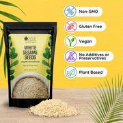 Bliss of Earth Organic Sesame Seeds 1kg White For Eating, Raw Til Seeds