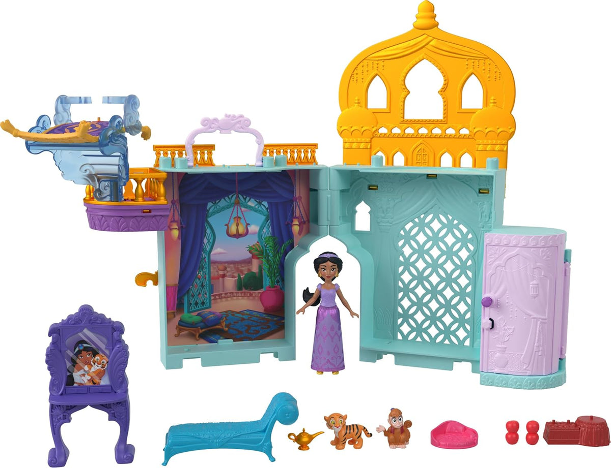 Mattel Disney Frozen Toys, Storytime Stackers Jasmine's Palace, Stackable Doll House with Small Doll, 2 Friends & 8 Pieces, Inspired by Disney's Aladdin Movie