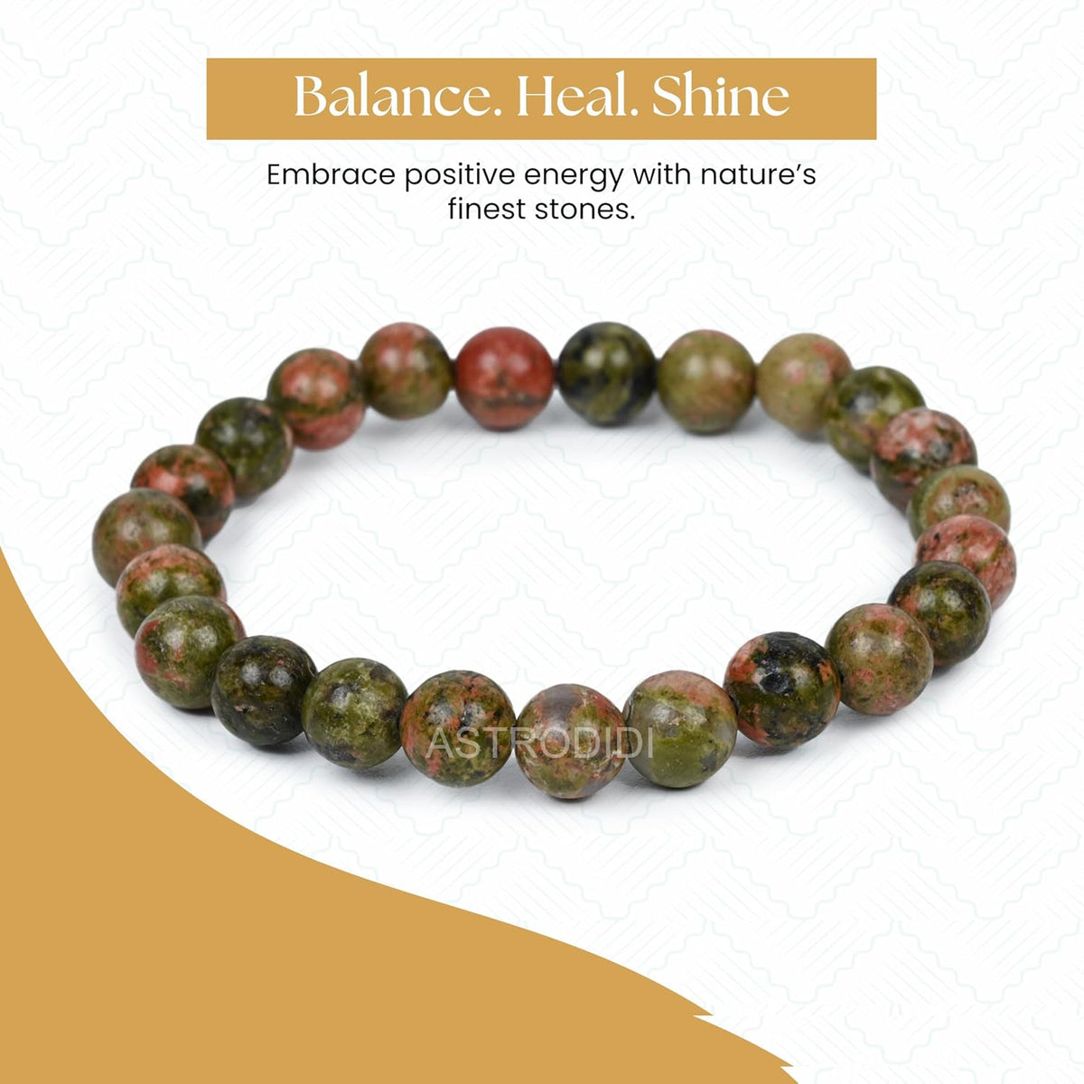 ASTRODIDI Natural Certified Unakite Stone Bracelet for emotional balance, personal growth and physical well-being by harmonizing the heart and mind | Reiki Feng-Shui Healing Crystal Gemstone Bracelet
