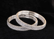 NMII Stylish Alloy Metal Kada Set With Glittering American Diamond Stones For Women & Girls | Women Bangles Design | Ladies' Metal Kada | Jewelry, Bridal Look & Festivals - Pack Of 2 Kada