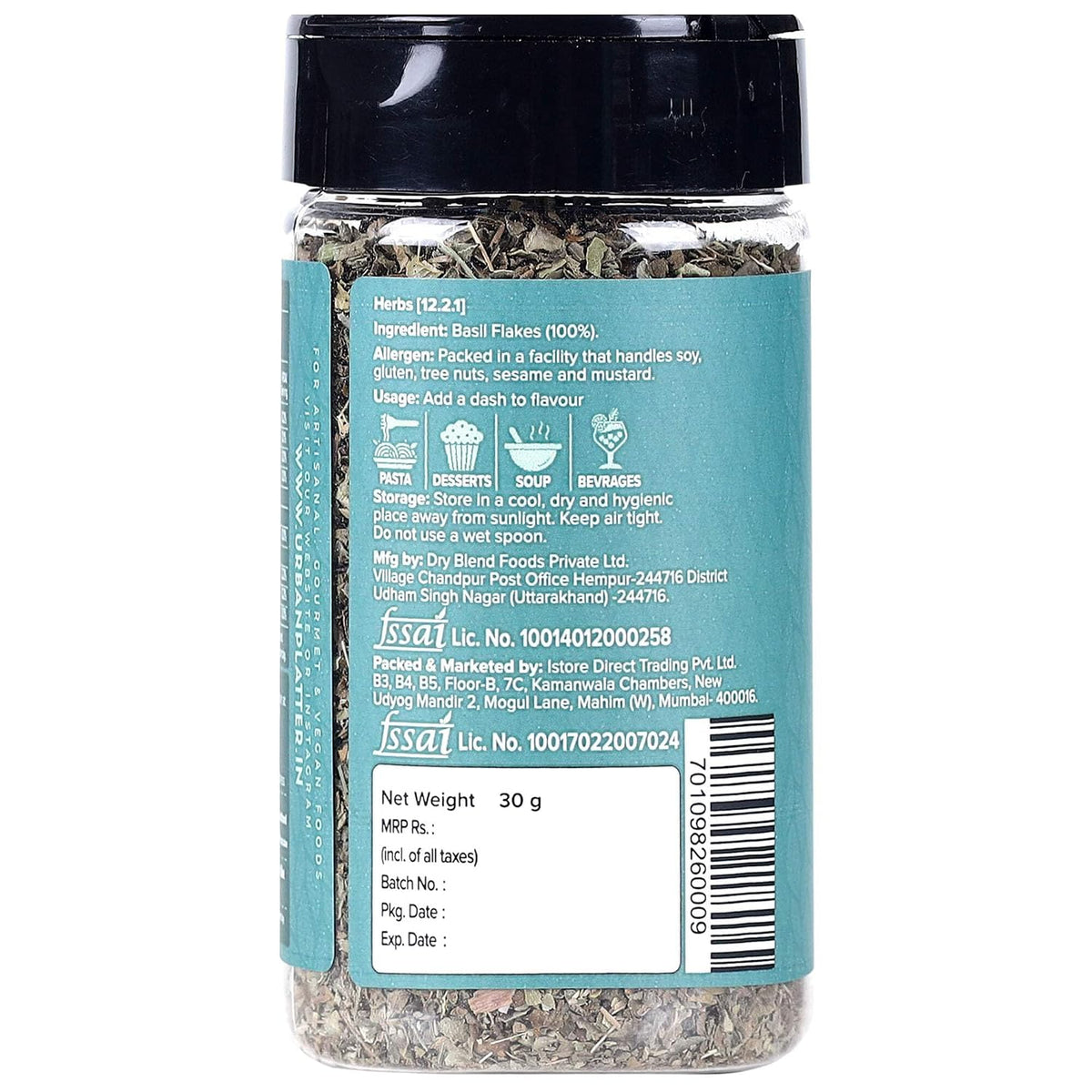 Urban Platter Dried Basil Tulsi Flakes, 30 g