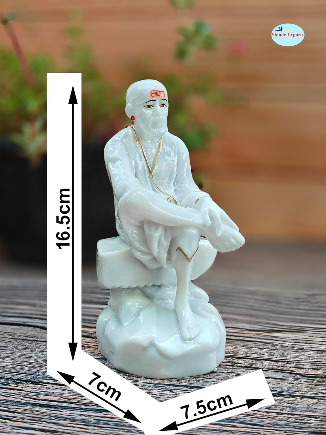 SHINDE EXPORTS shirdi saibaba Marble Idol Statue murti Home Murty for car Dashboard for Pooja Room (16.5cm)