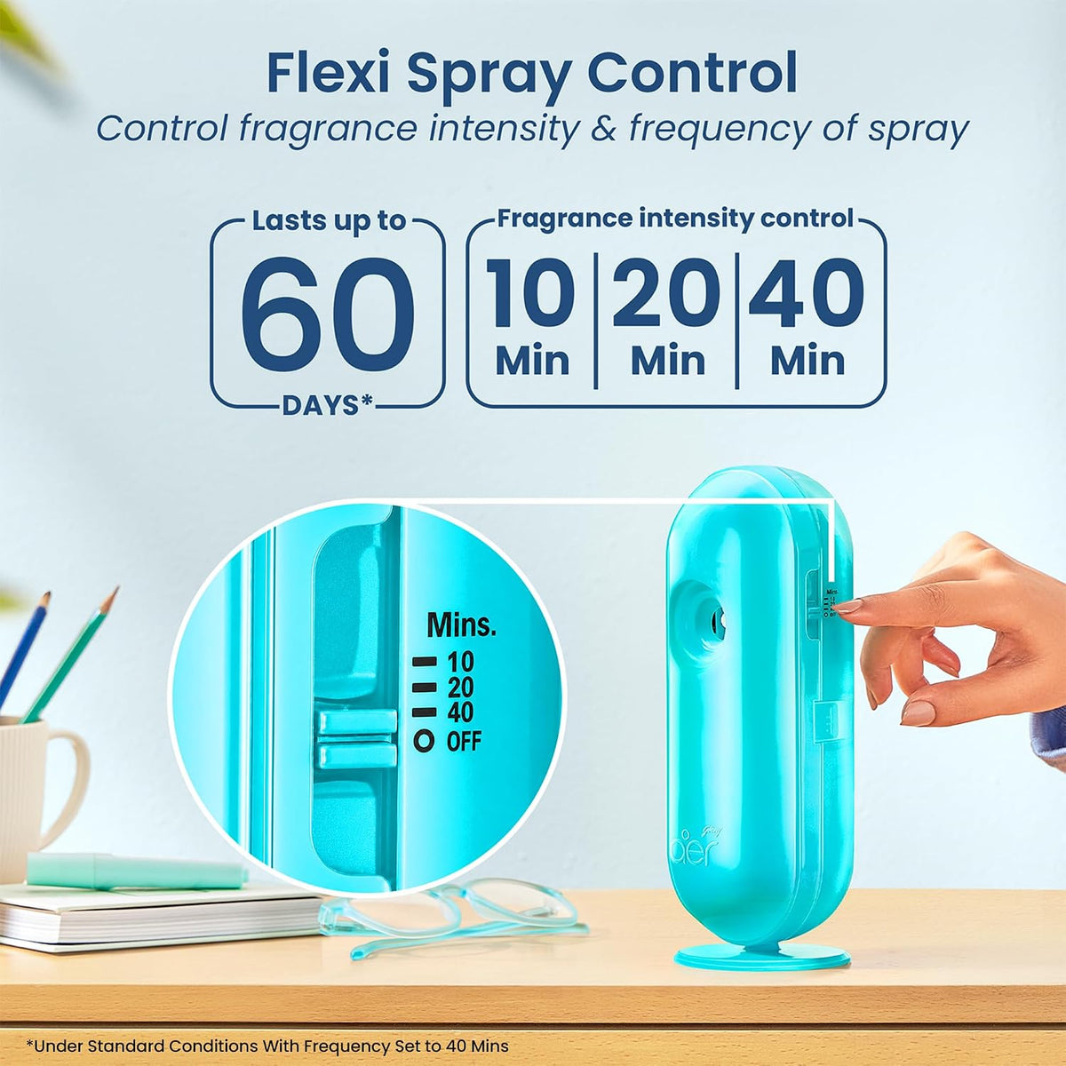 Godrej aer Matic Kit (Machine + 1 Refill) - Automatic Room Fresheners with Flexi Control Spray | Cool Surf Blue | 2000 Sprays Guaranteed | Lasts up to 60 days (225ml)