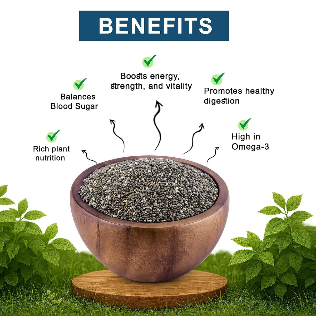 Brijbooti Organic Premium Chia Seed for Weight Loss - 800 Gr | Omega 3 and Fiber for Weight Loss