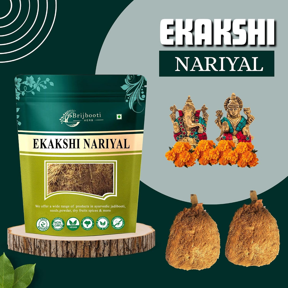 BrijBooti Ekakshi Nariyal - One Eye Coconut For Pooja
