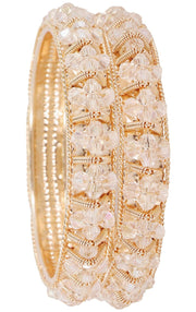 NMII Gold Plated Pearls Kada Bangles Set For Women & Girls | Traditional Designer Bangles | Wedding, Party, Function, Festival, Occasion Fashion Jewellery | Women's Bangles- Set of 2