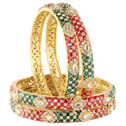 NMII Fancy Alloy Kada Set with Zircon Gemstone & Meenakari Work For Women & Girls | Eye Stone Work Stylish Kangan Set | Traditional Bangles For Wedding, Party, Festival Fashion Jewelry Gift
