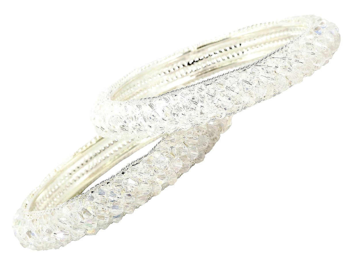 NMII Metal with Pearls Bangles Bracelet Set For Girls & Women I Pack of 2 Bangle