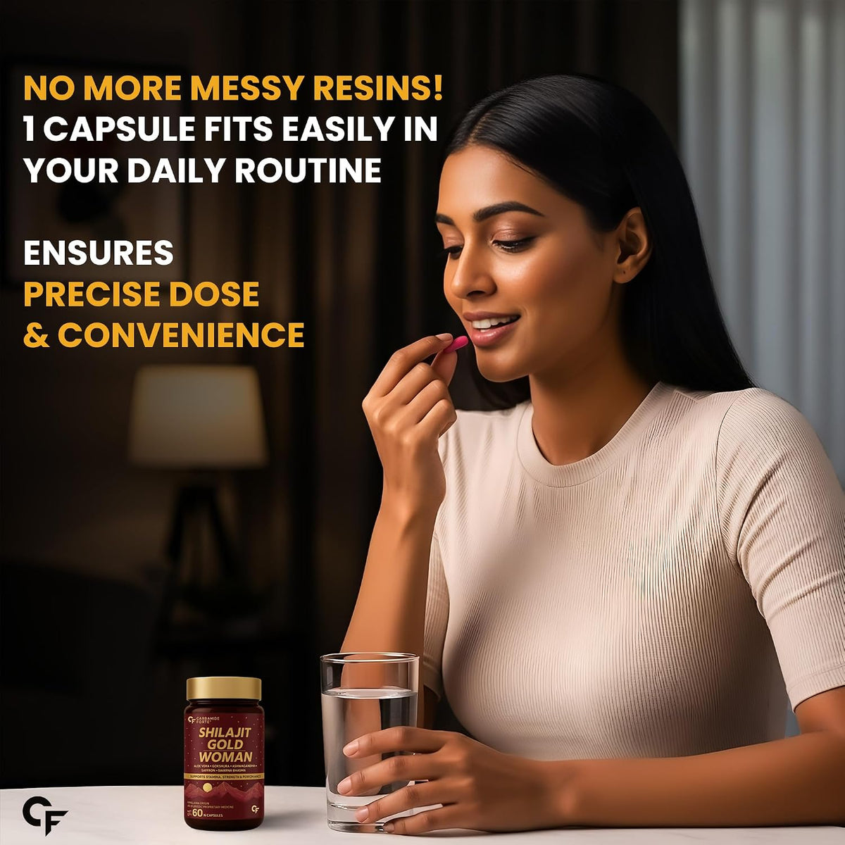 Carbamide Forte Shilajit Gold Capsules For Women With Pure Shilajeet Swarna Bhasma, Saffron & Ashwagandha | Himalayan Shilajit for Women | Shilajeet Gold Original | 60 Veg Capsules (Pack of 2)