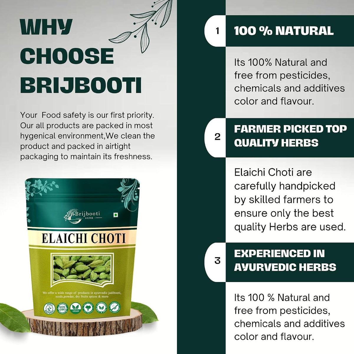 BrijBooti Elaichi Choti (25 Gr) | Green Cardamom | Elettaria Cardamomum | Small Cardamom