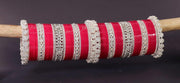 NMII Premium Metal Bangles Silver Chuda Set For Bridal Women & Girls with Zircon Diamond & Kundan Beads | Designer AD Chuda | Bridal Bangles Chooda Set For Wedding, Party, Occasion-Set of 74