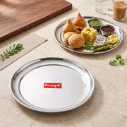 Parage 6 Pieces Stainless Steel Small Plate | Heavy-Gauge Food-Grade, 9 Inch Steel Round Snack Plate for Home & Kitchen | Rust-Proof, Durable, Easy-to-Clean Dessert/Breakfast/Chapati/Serving Plate