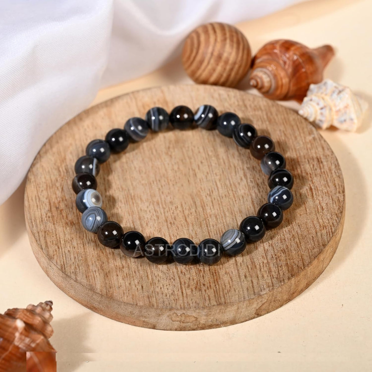 ASTRODIDI Natural Certified Black Sulemani Hakik Stone Bracelet with Lab Report | Aqeeq Agate Akik Kala Haqiq Gemstone