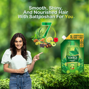 Dabur Vatika Health Shampoo - 1L (Refill Pouch) | With 7 natural ingredients | For Smooth, Shiny & Nourished Hair | Repairs Hair damage, Controls Frizz | For All Hair Types | Goodness of Henna & Amla