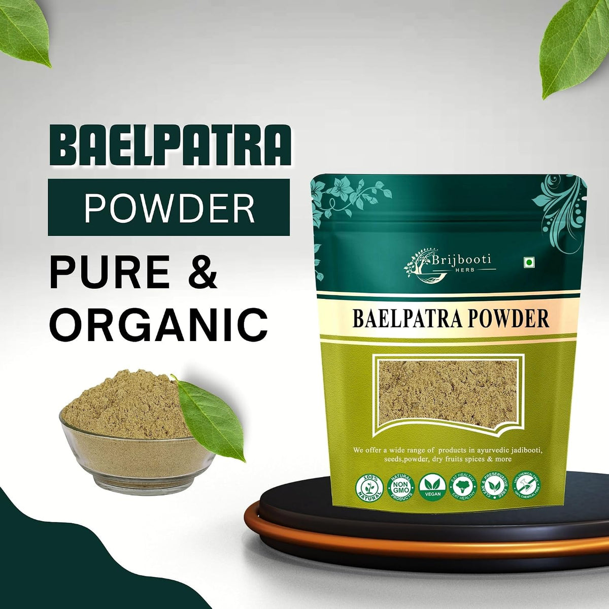 Brijbooti Baelpatra Powder (200 gm) | Bael Patra for Gut Health | Bel Patra | Bael Leaf Powder