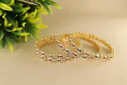 NMII Golden Metal Bangles Set For Women & Girls with Zircon Diamond Stone | Traditional Rajwadi Girl's Bangles Kangan | Fancy Women's Fashion Jewellery | Perfect for Wedding, Party, Festive- Set of 4