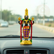 YaaNatural Yaa Catchy Lord Balaji Double-Sided Idol for Car Dashboard & Home Decor Gold Finish Venkateswara Face Statue | Spiritual Gift, Pooja & Office Idol (Thirupathi Colour Balaji)