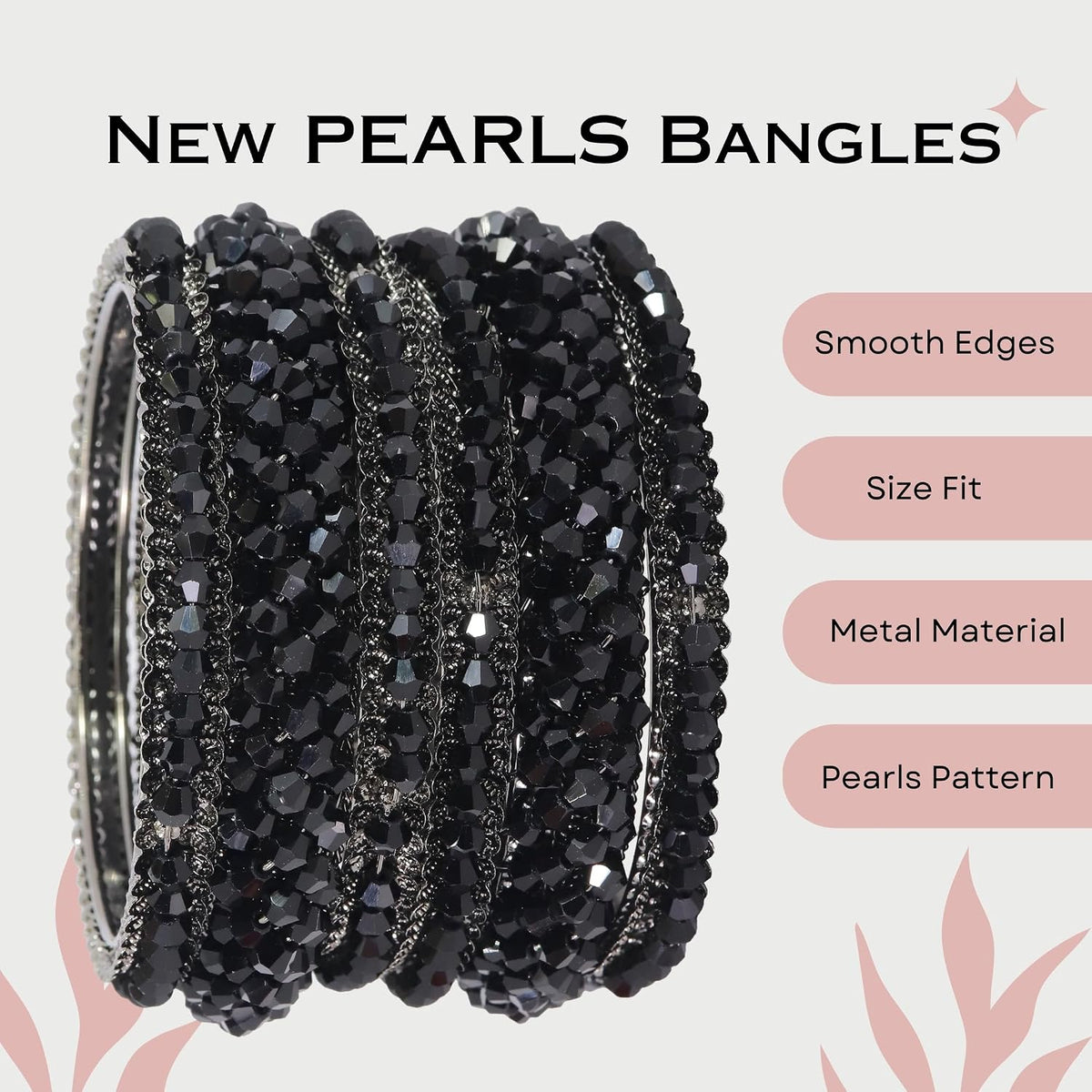 NMII Stylish Pearls Alloy Metal Kada Bangles Set For Women and Girls | Fancy Metal Bangles | Trendy Design Bangles For Girls | Wedding, Party, Shadi Fashion Jewellery-Set of 6 Bangles