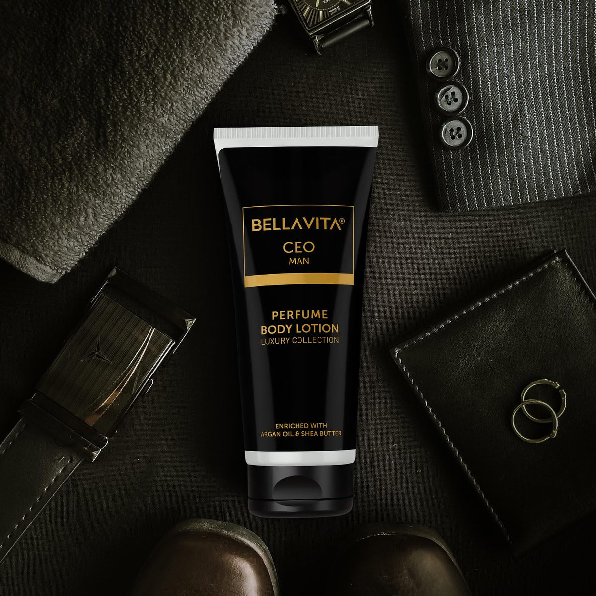 Bella Vita Luxury Intense CEO Man Body Perfume Lotion for Nourishing, Hydrating, Soft, Supple & Healthy Skin with Argan Oil & Shea Butter 200 Ml