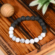 ASTRODIDI Natural Certified Lava Howlite Stone Bracelet for Money, Success & Positive Energy | Original Reiki Feng-Shui Healing Crystal Gemstone Bracelet for Men and Women