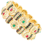 NMII Golden Metal Bangles Set with Red & Green Zircon Stones For Women & Girls | Traditional Rajwadi Design Kangan | Perfect Bangles Set For Wedding, Party, Festive, Occasion, Daily- Set of 2