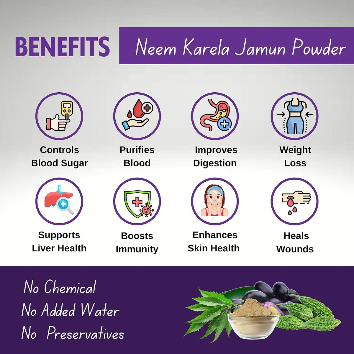 Brijbooti Neem Karela Jamun Powder For Health Care - 300 Gr (100 Gr Each)