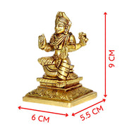 Aalayam Selveer Balambigai Statue Small | Bala Tripura Sundari Idol Square Base | Balambika Idol Brass 9cm Height Brass Gold Colour 1 Piece