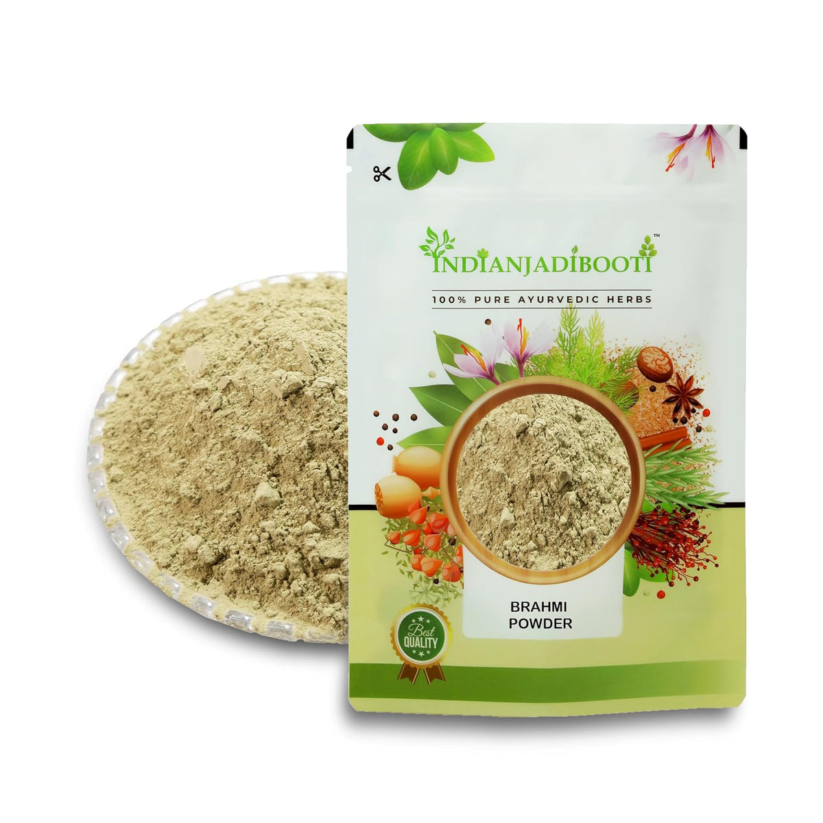 IndianJadiBooti Pure Bacopa Powder (Brahmi) | Raw Herbal Brain Tonic for Cognitive Wellness, Memory Support & Mental Clarity| Pack Of 2