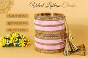NMII Fancy Golden Latkan Metal Bangles Set For Women & Girls with Zircon Diamond & Velvet Finish | Stylish Women's Chuda Bangles | Girl's Bangles Bracelet For Wedding, Party, Occasion Wear-Set of 32