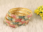 NMII Fancy Alloy Kada Set with Zircon Gemstone & Meenakari Work For Women & Girls | Eye Stone Work Stylish Kangan Set | Traditional Bangles For Wedding, Party, Festival Fashion Jewelry Gift