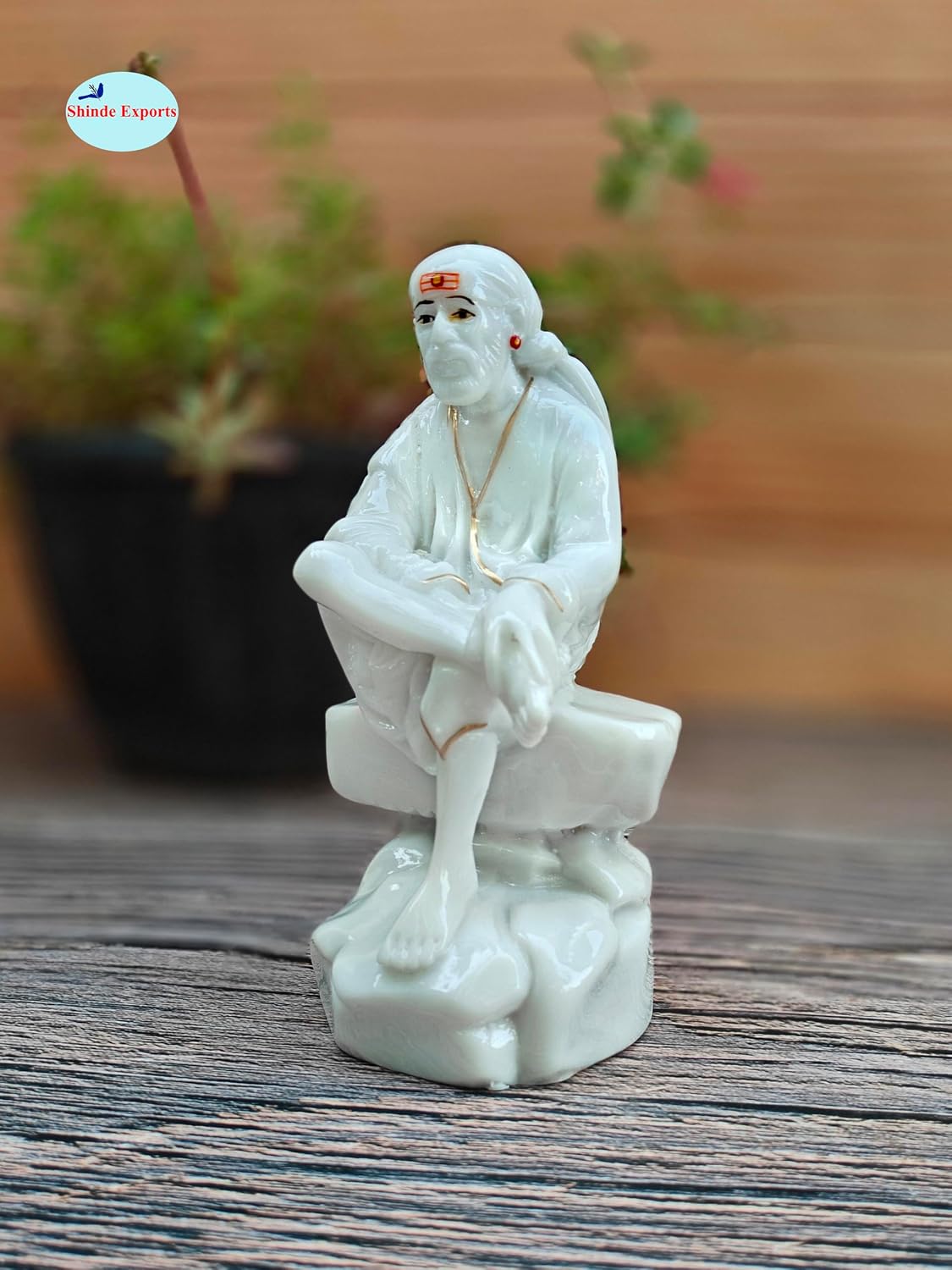 SHINDE EXPORTS shirdi saibaba Marble Idol Statue murti Home Murty for car Dashboard for Pooja Room (16.5cm)