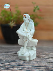 SHINDE EXPORTS shirdi saibaba Marble Idol Statue murti Home Murty for car Dashboard for Pooja Room (16.5cm)
