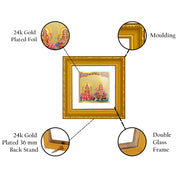 DIVINITI Lakshmi & Ganesha Gold Plated Wall Photo Frame, Table Décor| DG Frame 101 Size 1A and 24K Gold Plated Foil| Religious Photo Frame Idol For Pooja, Gifts Items (10 CM X 10 CM)